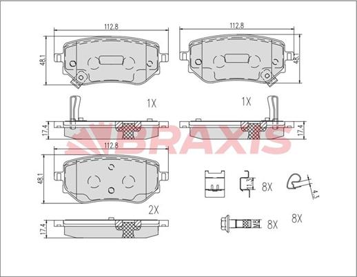 Braxis AB0622 - Гальмівні колодки, дискові гальма autozip.com.ua