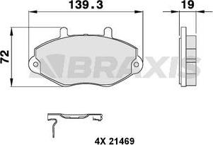 Braxis AB0096 - Гальмівні колодки, дискові гальма autozip.com.ua