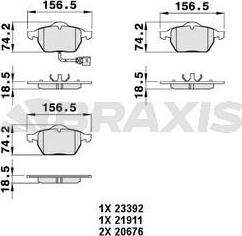 Braxis AB0049 - Гальмівні колодки, дискові гальма autozip.com.ua