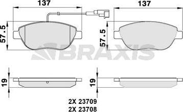 Braxis AB0045 - Гальмівні колодки, дискові гальма autozip.com.ua