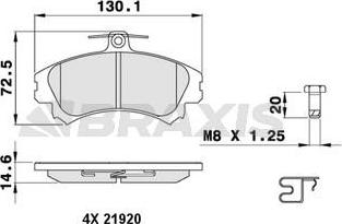 Braxis AB0054 - Гальмівні колодки, дискові гальма autozip.com.ua