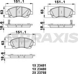 Braxis AB0055 - Гальмівні колодки, дискові гальма autozip.com.ua