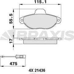 Braxis AB0058 - Гальмівні колодки, дискові гальма autozip.com.ua