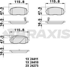 Braxis AB0052 - Гальмівні колодки, дискові гальма autozip.com.ua