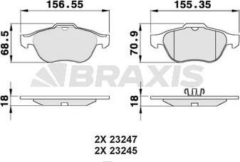 Braxis AB0061 - Гальмівні колодки, дискові гальма autozip.com.ua