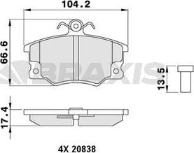 Braxis AB0019 - Гальмівні колодки, дискові гальма autozip.com.ua