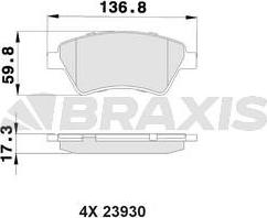 Braxis AB0018 - Гальмівні колодки, дискові гальма autozip.com.ua