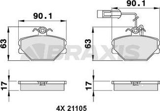 Braxis AB0088 - Гальмівні колодки, дискові гальма autozip.com.ua