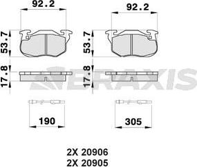 Braxis AB0035 - Гальмівні колодки, дискові гальма autozip.com.ua