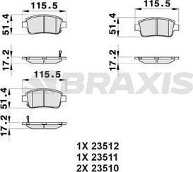 Braxis AB0036 - Гальмівні колодки, дискові гальма autozip.com.ua