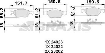 Braxis AB0030 - Гальмівні колодки, дискові гальма autozip.com.ua