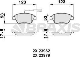 Braxis AB0032 - Гальмівні колодки, дискові гальма autozip.com.ua