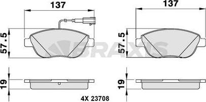 Braxis AB0037 - Гальмівні колодки, дискові гальма autozip.com.ua