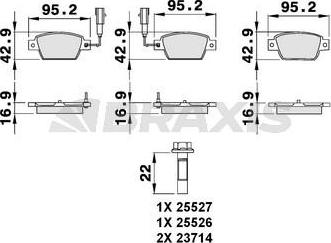 Braxis AB0074 - Гальмівні колодки, дискові гальма autozip.com.ua