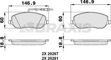 Braxis AB0075 - Гальмівні колодки, дискові гальма autozip.com.ua