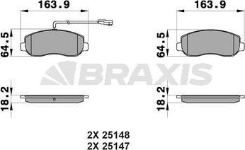 Braxis AB0199 - Гальмівні колодки, дискові гальма autozip.com.ua