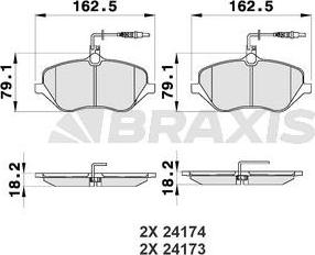 Braxis AB0194 - Гальмівні колодки, дискові гальма autozip.com.ua