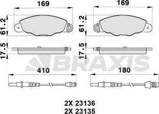 Braxis AB0197 - Гальмівні колодки, дискові гальма autozip.com.ua