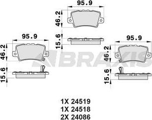 Braxis AB0155 - Гальмівні колодки, дискові гальма autozip.com.ua