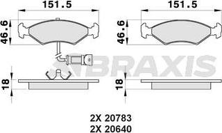 Braxis AB0169 - Гальмівні колодки, дискові гальма autozip.com.ua