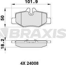 Braxis AB0164 - Гальмівні колодки, дискові гальма autozip.com.ua