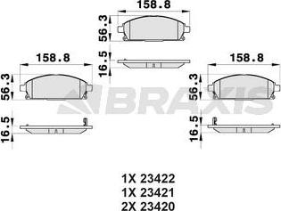 Braxis AB0166 - Гальмівні колодки, дискові гальма autozip.com.ua