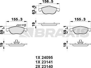 Braxis AB0161 - Гальмівні колодки, дискові гальма autozip.com.ua