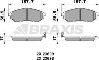 Braxis AB0104 - Гальмівні колодки, дискові гальма autozip.com.ua