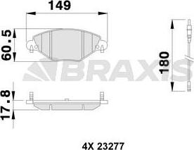 Braxis AB0114 - Гальмівні колодки, дискові гальма autozip.com.ua