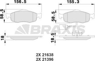 Braxis AB0116 - Гальмівні колодки, дискові гальма autozip.com.ua