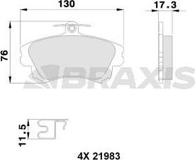 Braxis AB0112 - Гальмівні колодки, дискові гальма autozip.com.ua