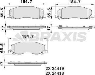 Braxis AB0186 - Гальмівні колодки, дискові гальма autozip.com.ua