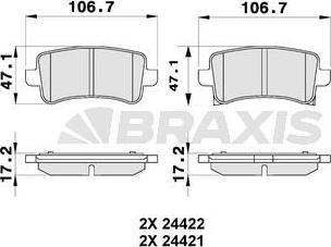 Braxis AB0180 - Гальмівні колодки, дискові гальма autozip.com.ua