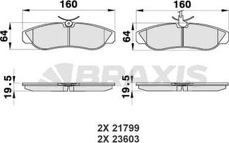 Braxis AB0181 - Гальмівні колодки, дискові гальма autozip.com.ua