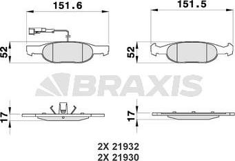 Braxis AB0182 - Гальмівні колодки, дискові гальма autozip.com.ua