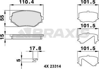 Braxis AB0134 - Гальмівні колодки, дискові гальма autozip.com.ua