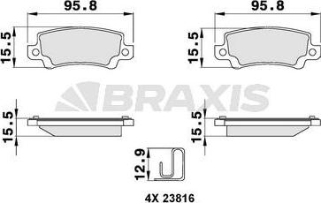 Braxis AB0136 - Гальмівні колодки, дискові гальма autozip.com.ua