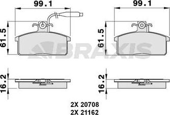 Braxis AB0132 - Гальмівні колодки, дискові гальма autozip.com.ua