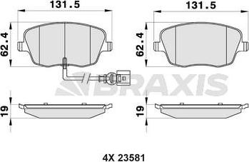 Braxis AB0124 - Гальмівні колодки, дискові гальма autozip.com.ua