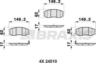 Braxis AB0172 - Гальмівні колодки, дискові гальма autozip.com.ua