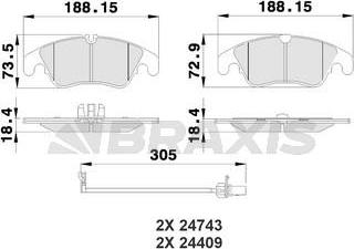 Braxis AB0177 - Гальмівні колодки, дискові гальма autozip.com.ua