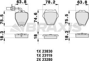 Braxis AB0398 - Гальмівні колодки, дискові гальма autozip.com.ua