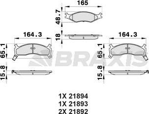 Braxis AB0346 - Гальмівні колодки, дискові гальма autozip.com.ua