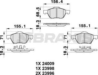 Braxis AB0340 - Гальмівні колодки, дискові гальма autozip.com.ua