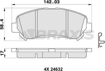 Braxis AB0356 - Гальмівні колодки, дискові гальма autozip.com.ua