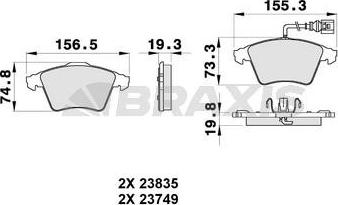 Braxis AB0353 - Гальмівні колодки, дискові гальма autozip.com.ua