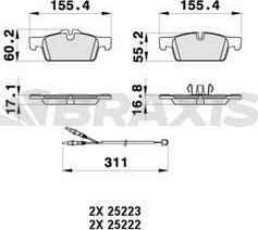 Braxis AB0362 - Гальмівні колодки, дискові гальма autozip.com.ua