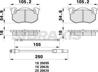 Braxis AB0302 - Гальмівні колодки, дискові гальма autozip.com.ua