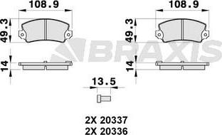 Braxis AB0314 - Гальмівні колодки, дискові гальма autozip.com.ua