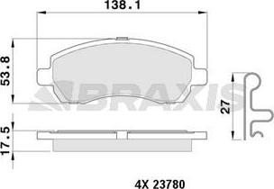 Braxis AB0386 - Гальмівні колодки, дискові гальма autozip.com.ua